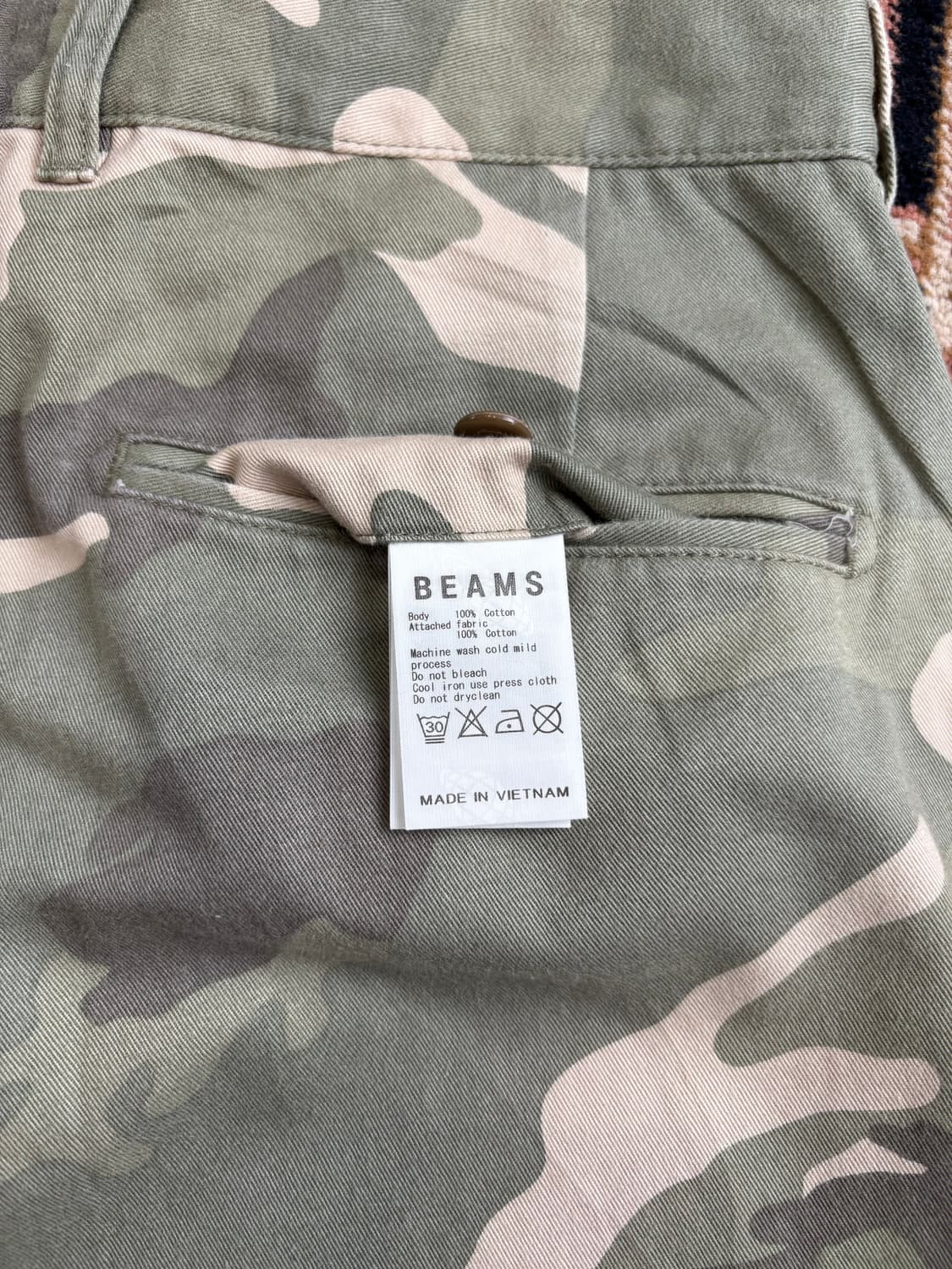 빔즈 BEAMS 밀리터리 카모 코튼 반바지 상품이미지3