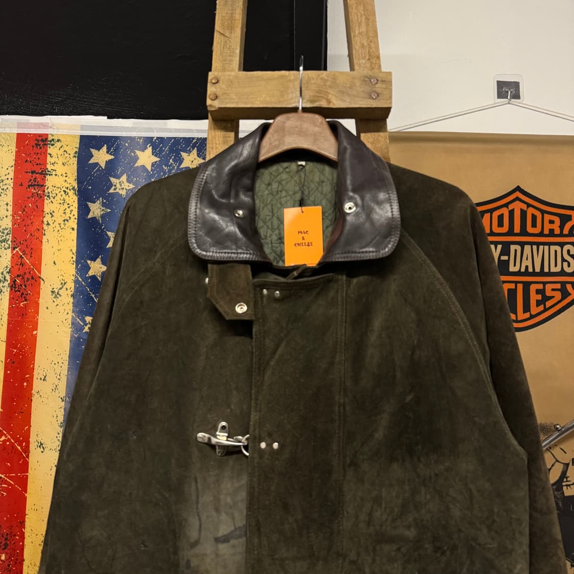 Made Italy 빈티지 스웨이드 파이어맨 코트 자켓 레더 N252 상품이미지3