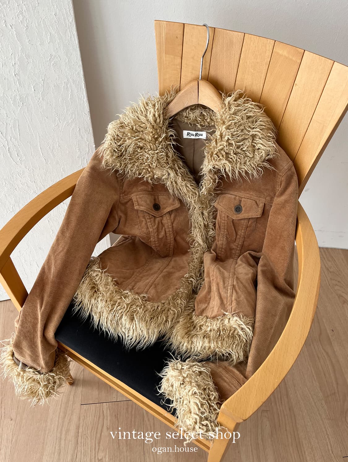 vintage eco fur trimming corduroy jacket 상품이미지8