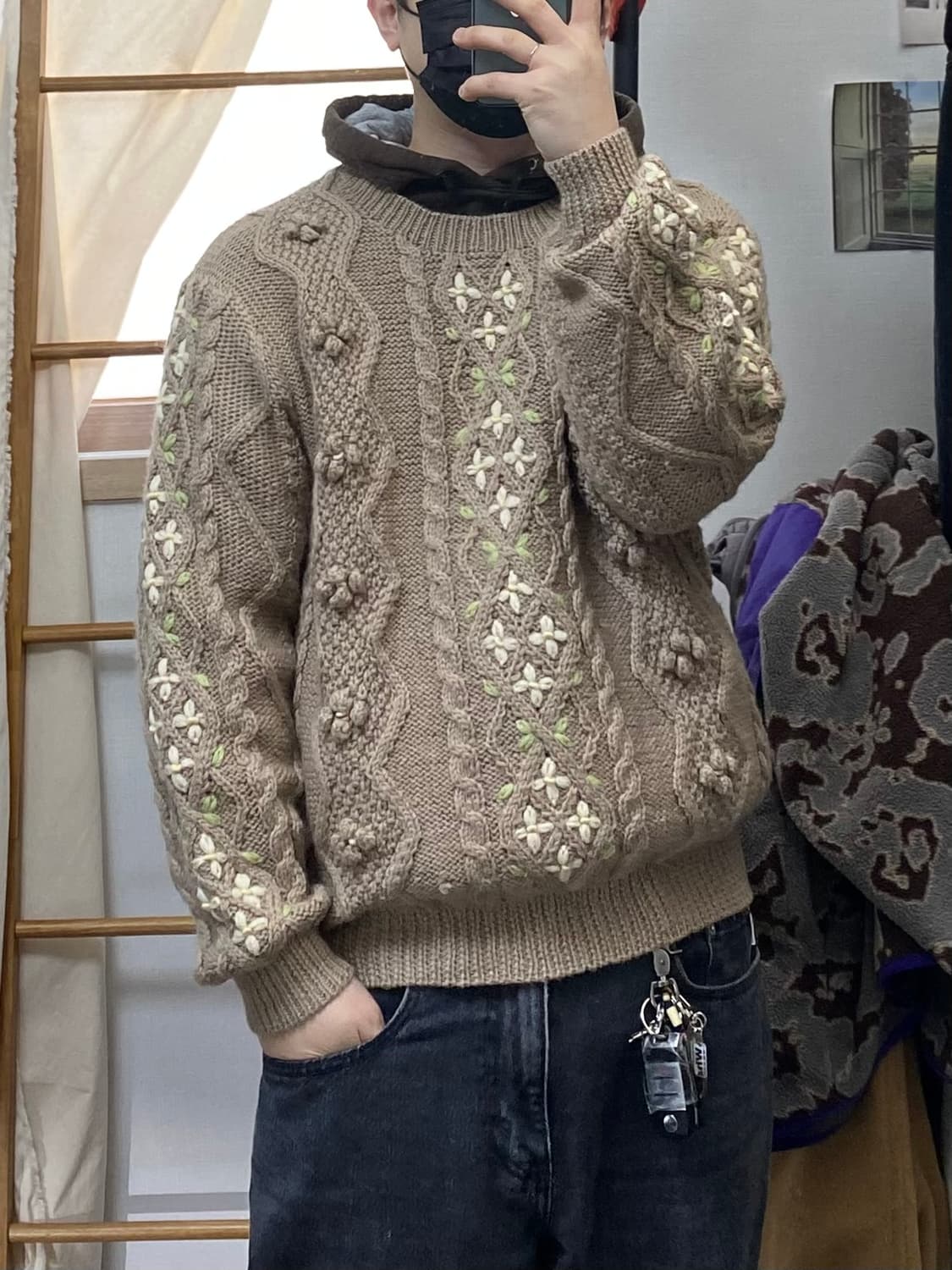 [L] QUEENS COURT 플라워 패턴 울 핸드니트 상품이미지8