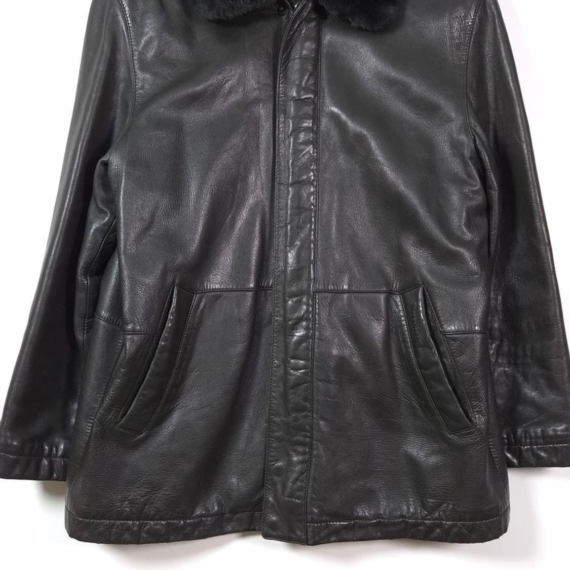 맨스타 리얼 레더 카라 퍼 가죽 자켓 L 상품이미지4