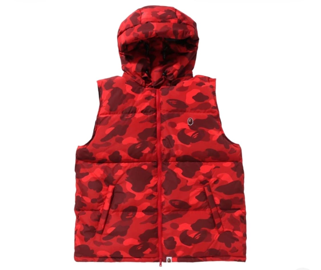 베이프 컬러 카모 다운 베스트 레드 상품이미지1