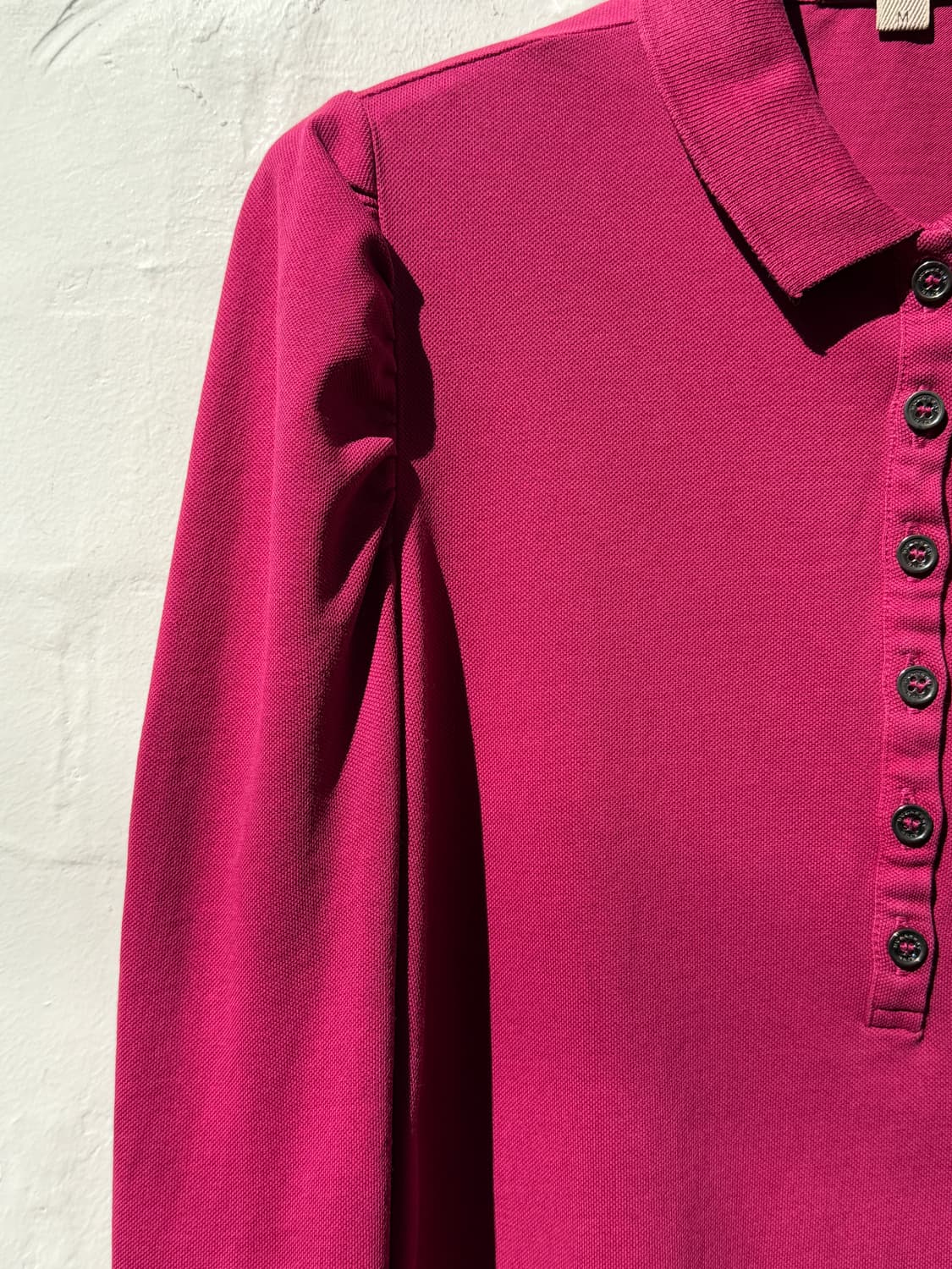 Burberry 버버리 푸시아핑크 셔링 폴로 셔츠 M 상품이미지4