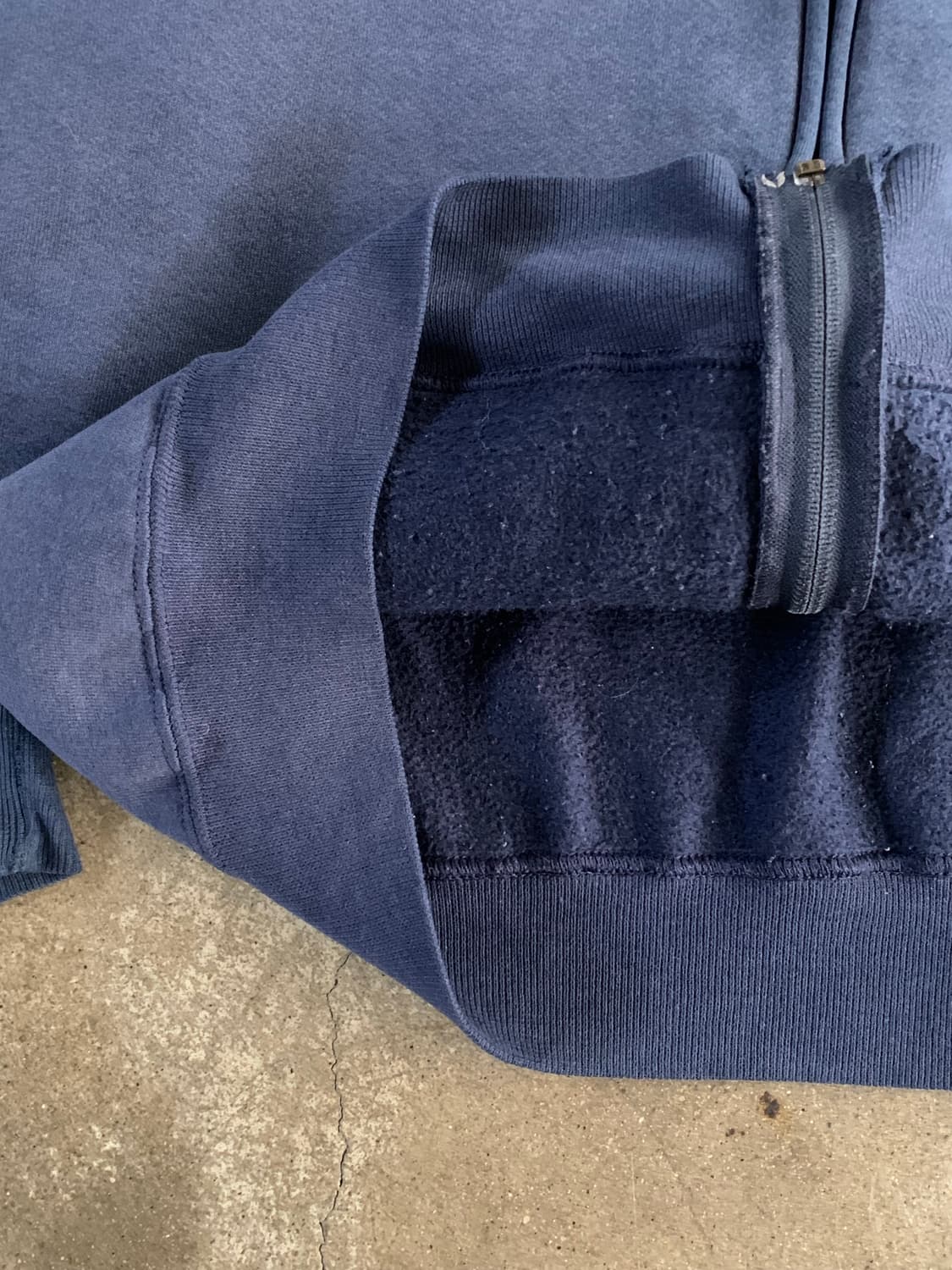 90s 러셀 애슬레틱 선페이드 집업 스웻 후디 네이비 상품이미지4