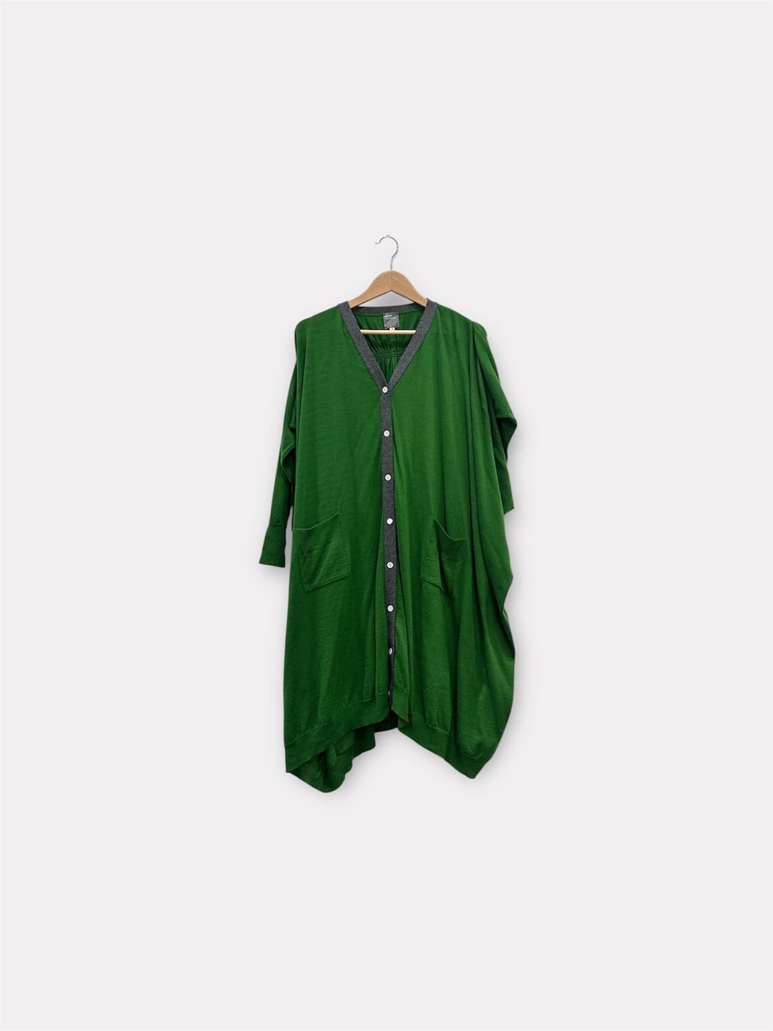 HIROMI TSUYOSHI 울 100% 그린 롱 가디건 상품이미지1