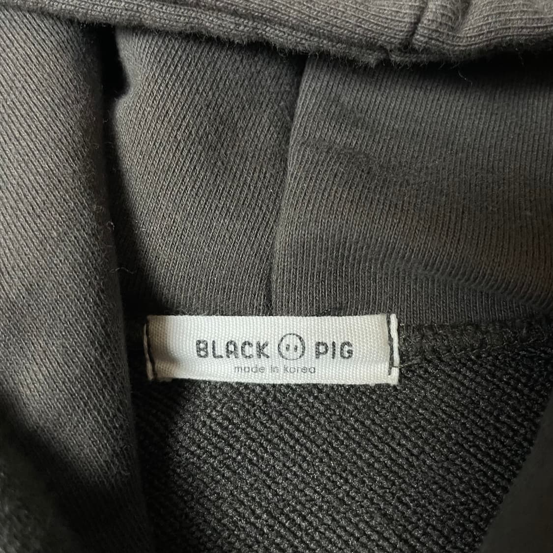 블랙피그 차콜 프린팅 크롭 후드 맨투맨 상품이미지5