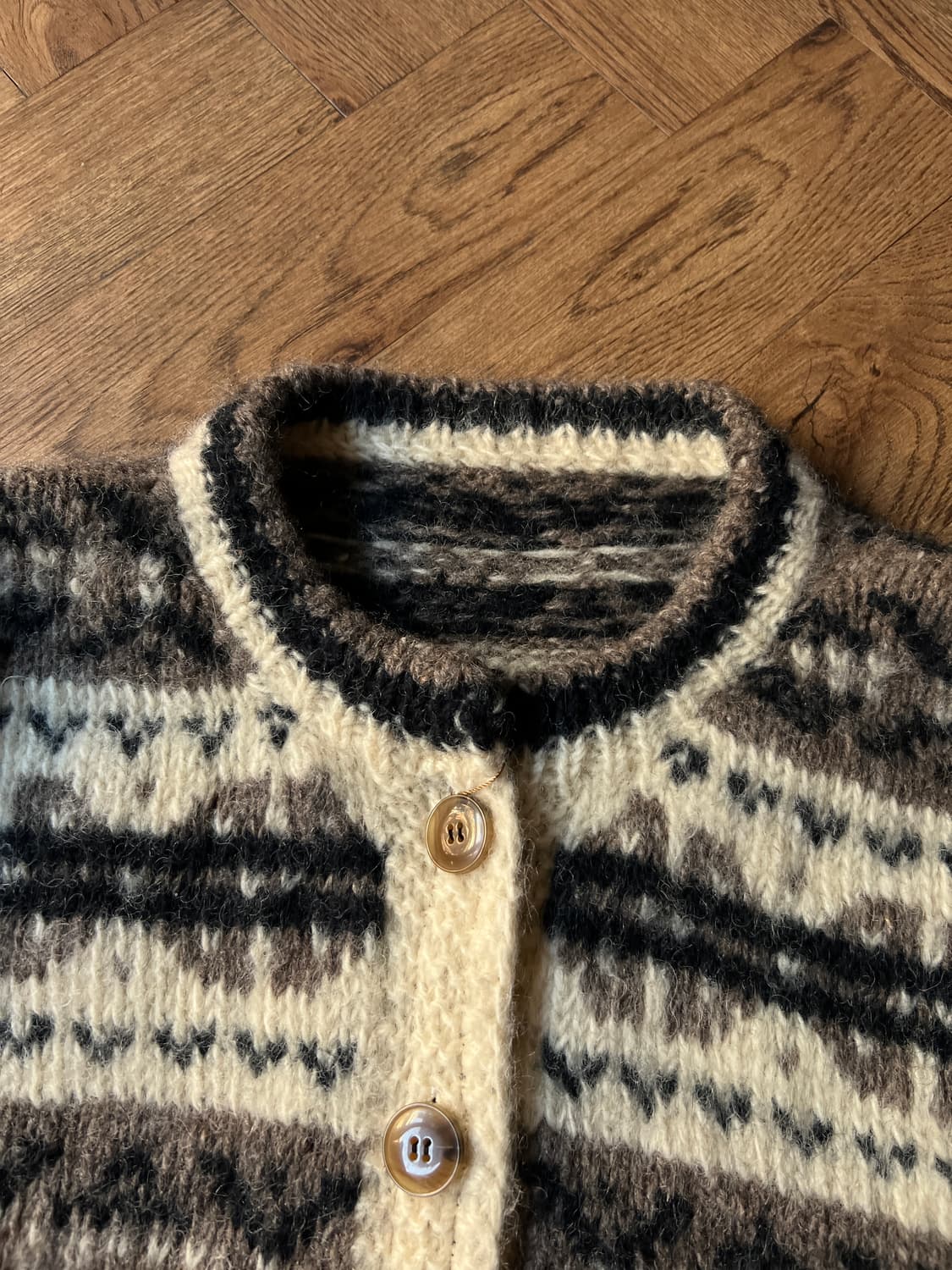 [L]90's USA 빈티지 페어아일 헤비 울 코위찬 니트 상품이미지2