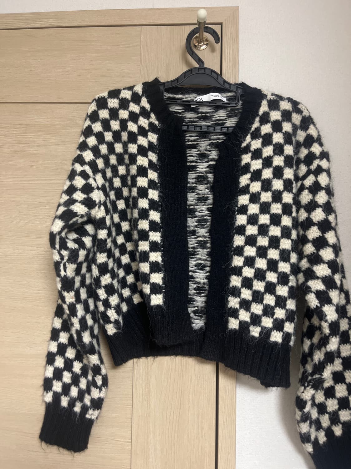 ZARA 체크 크롭 가디건 상품이미지1