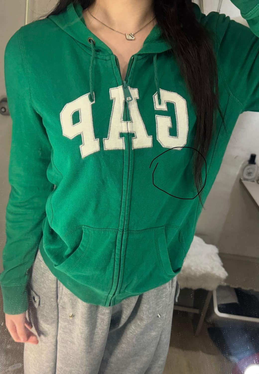 갭 GAP로고 그린 후드집업 💚 상품이미지3