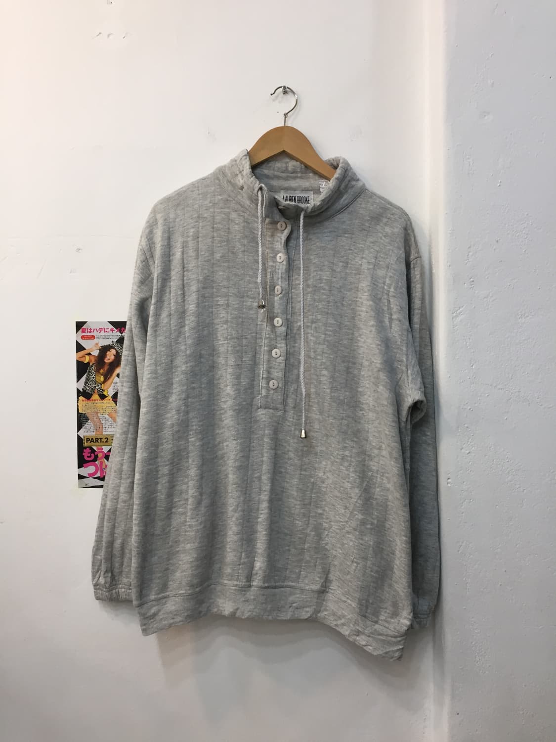 하이넥 버튼 기모 루즈핏 스웨트셔츠 상품이미지4