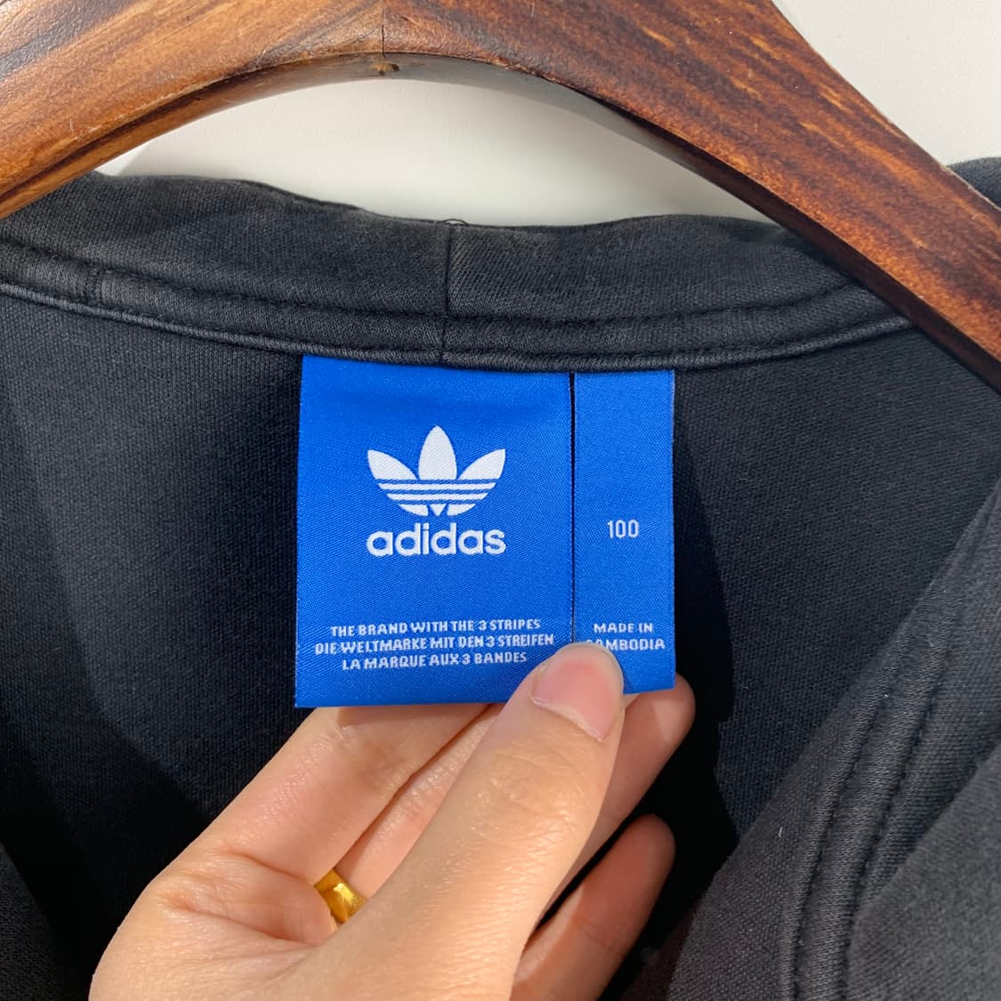 아디다스 트레포일 블랙 반집업 후드티 상품이미지6