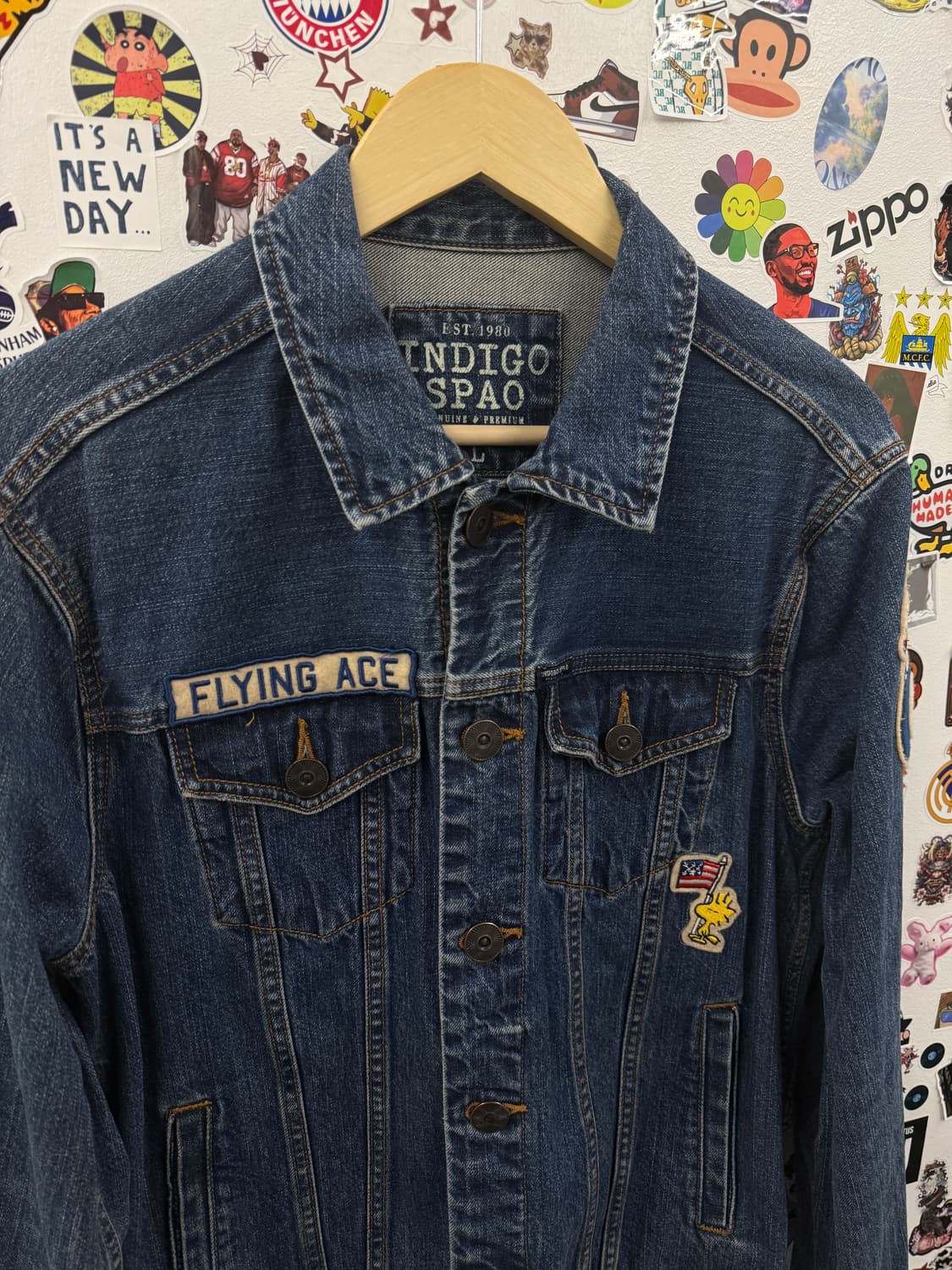 빈티지 인디고 스파오 스누피 플라잉 에이스 데님청자켓 L 상품이미지3