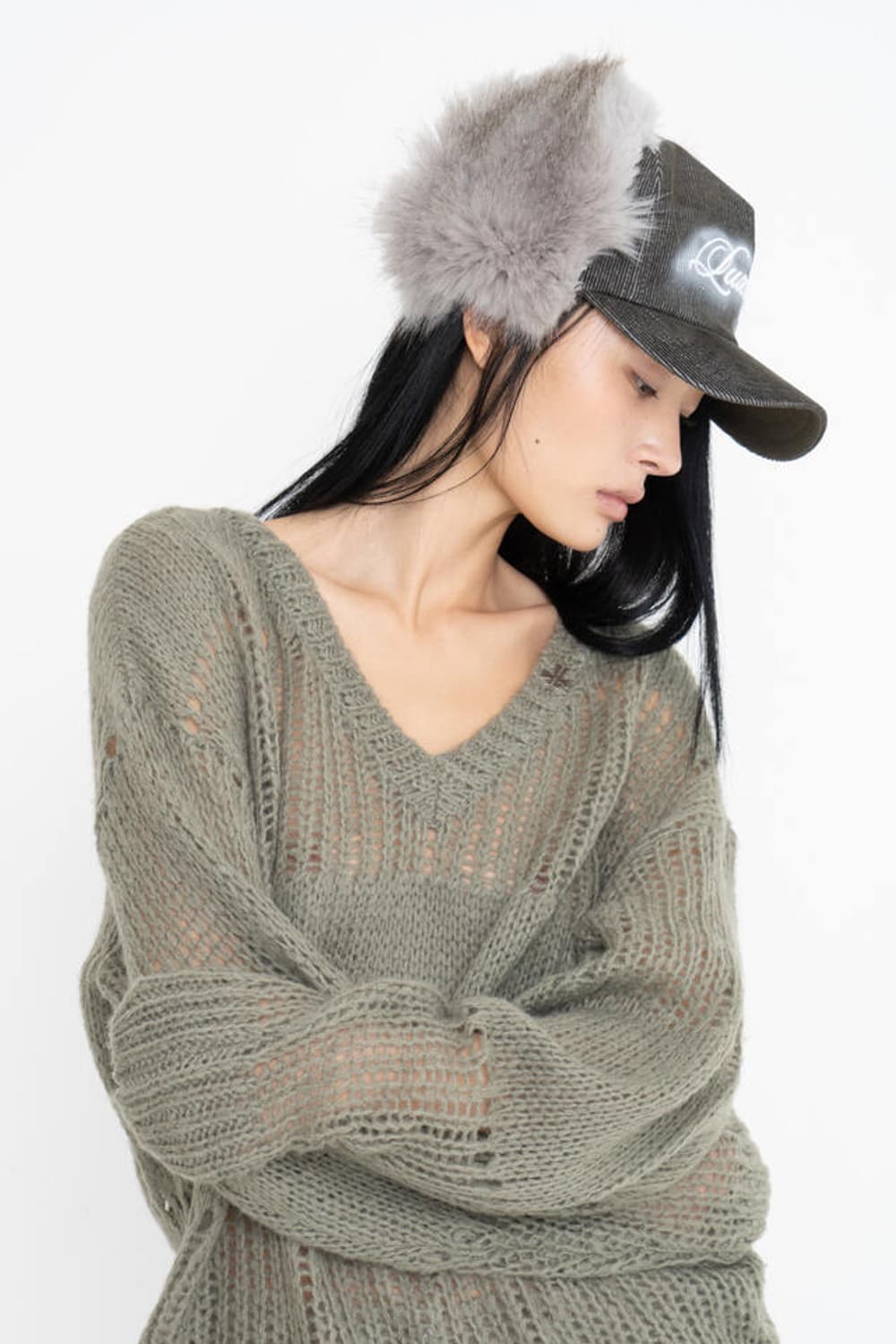 2000아카이브스 이어플랩 퍼 볼캡 카키(새상품) 상품이미지2