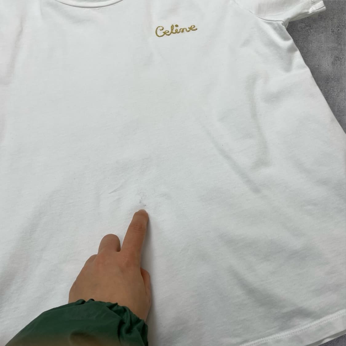 셀린느 Celine 화이트 자수 로고 반팔 티셔츠 38 상품이미지5