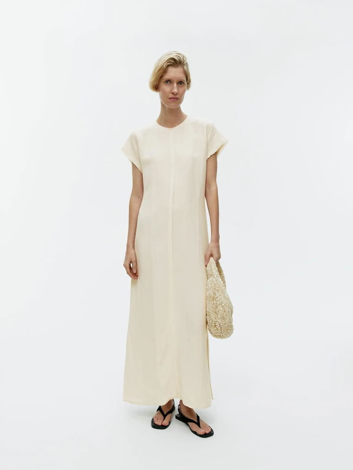 아르켓 린넨 캡 슬리브 드레스 상품이미지1