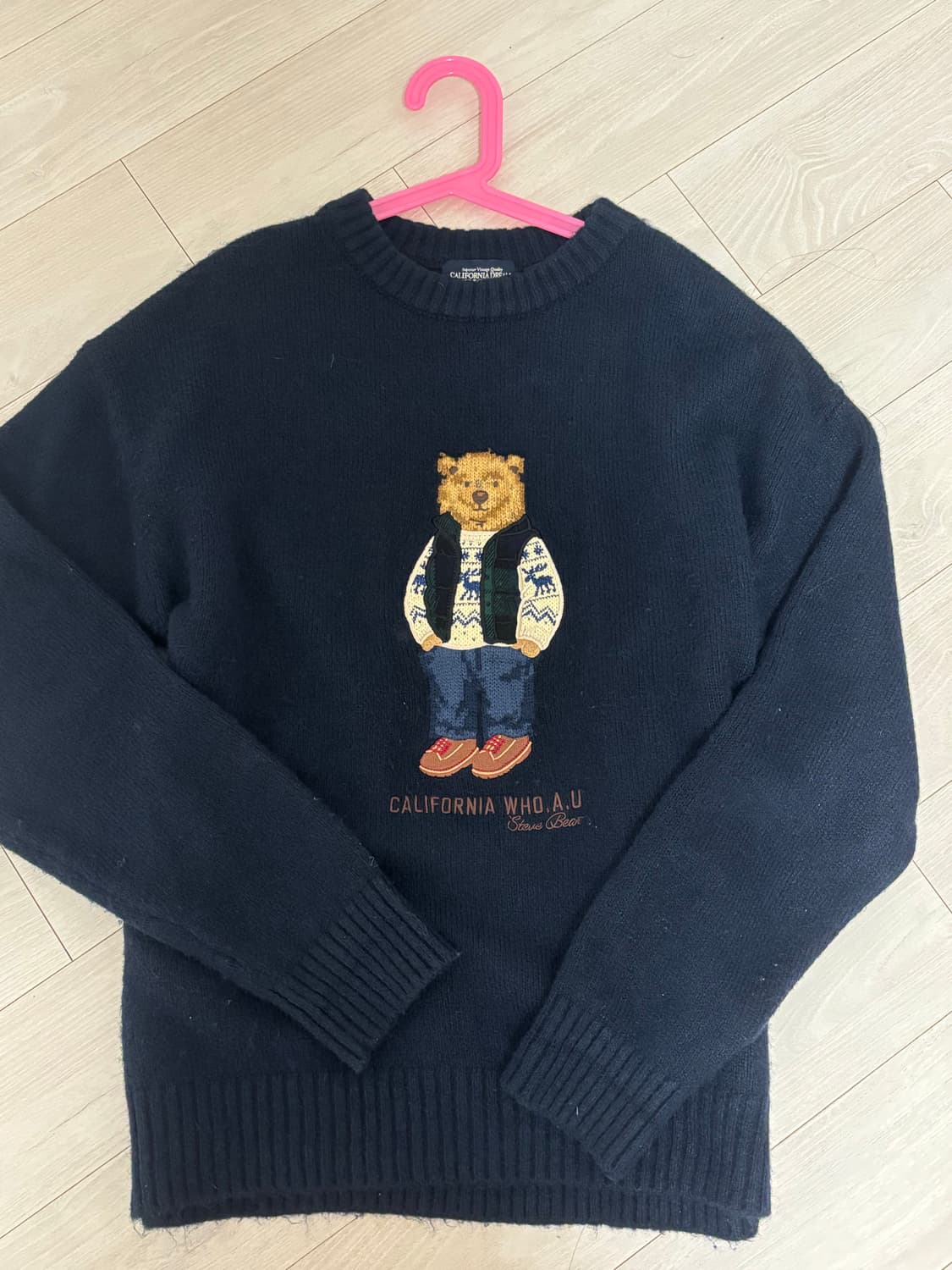 후아유 곰돌이 니트 네이비 s 상품이미지1