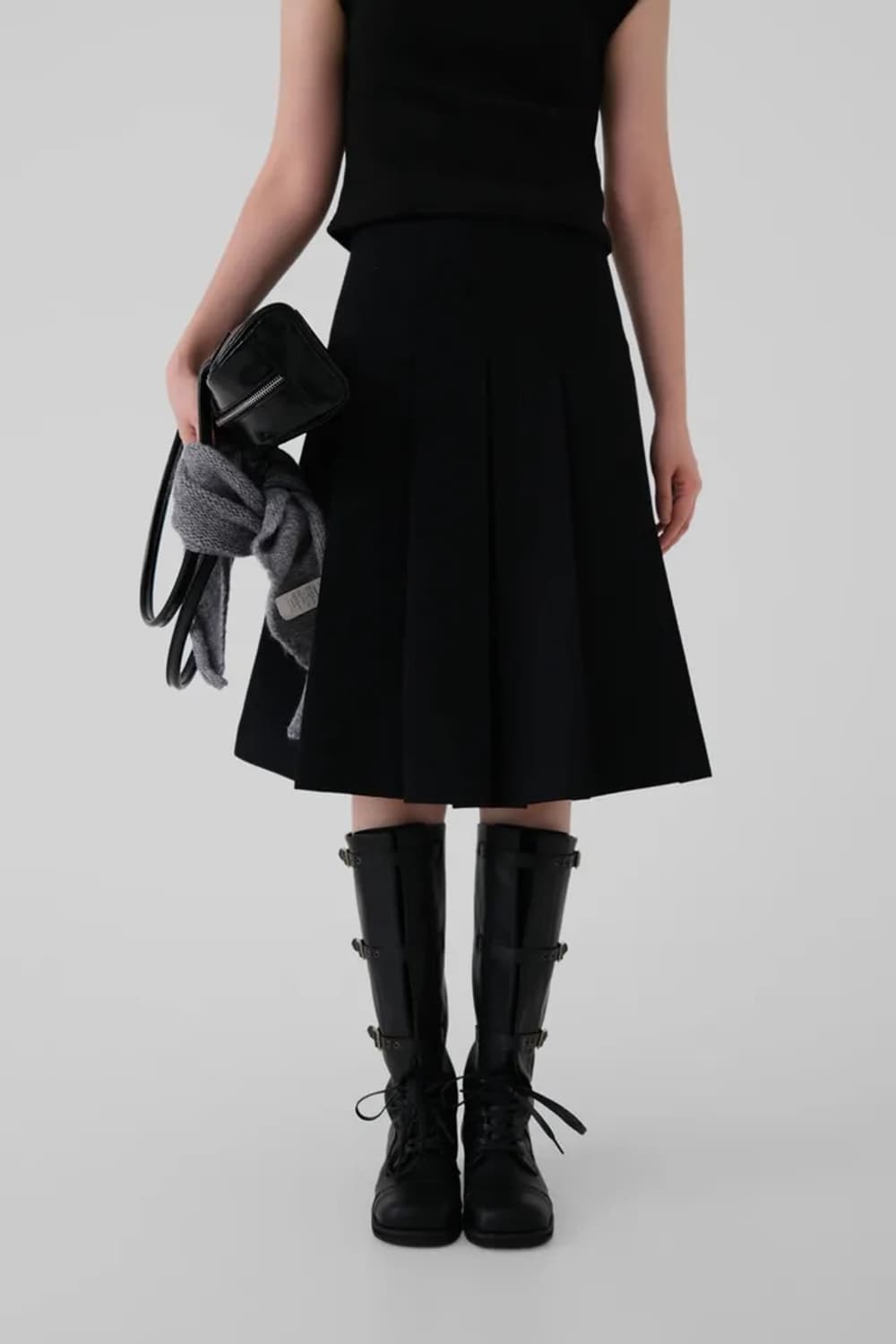 어텀 울 하프 스커트 블랙 S 상품이미지3
