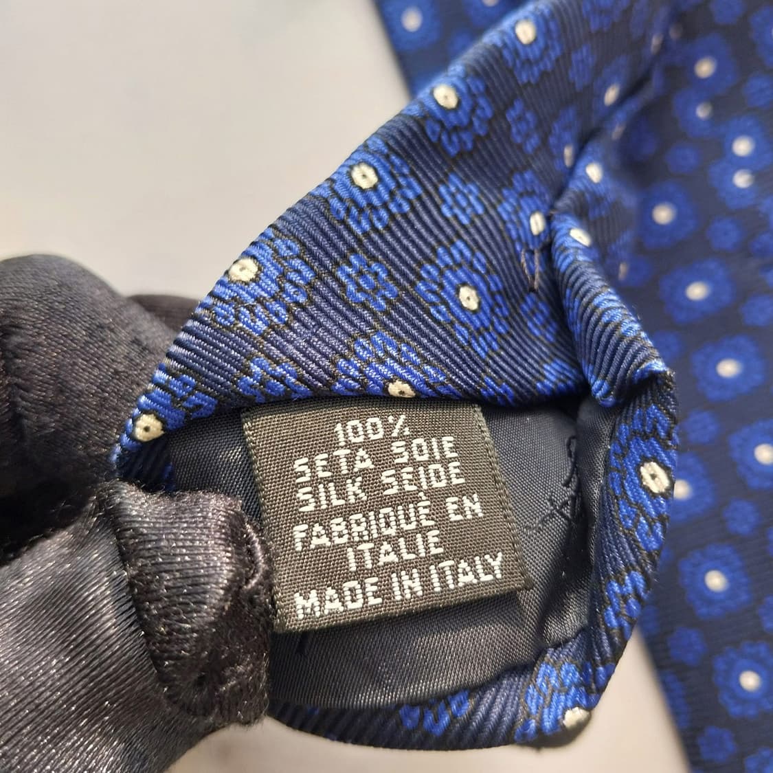 입생로랑 실크 블루 플라워 자카드 넥타이 9.9cm A+등급 K1323
 상품이미지10