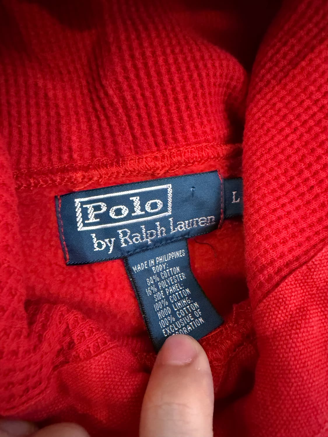폴로 랄프로렌 빅포니 와플 후드티 버건디 레드 상품이미지4