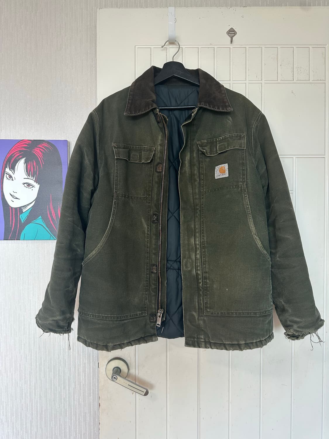 칼하트(?) 워크 자켓 데님 그린 상품이미지2