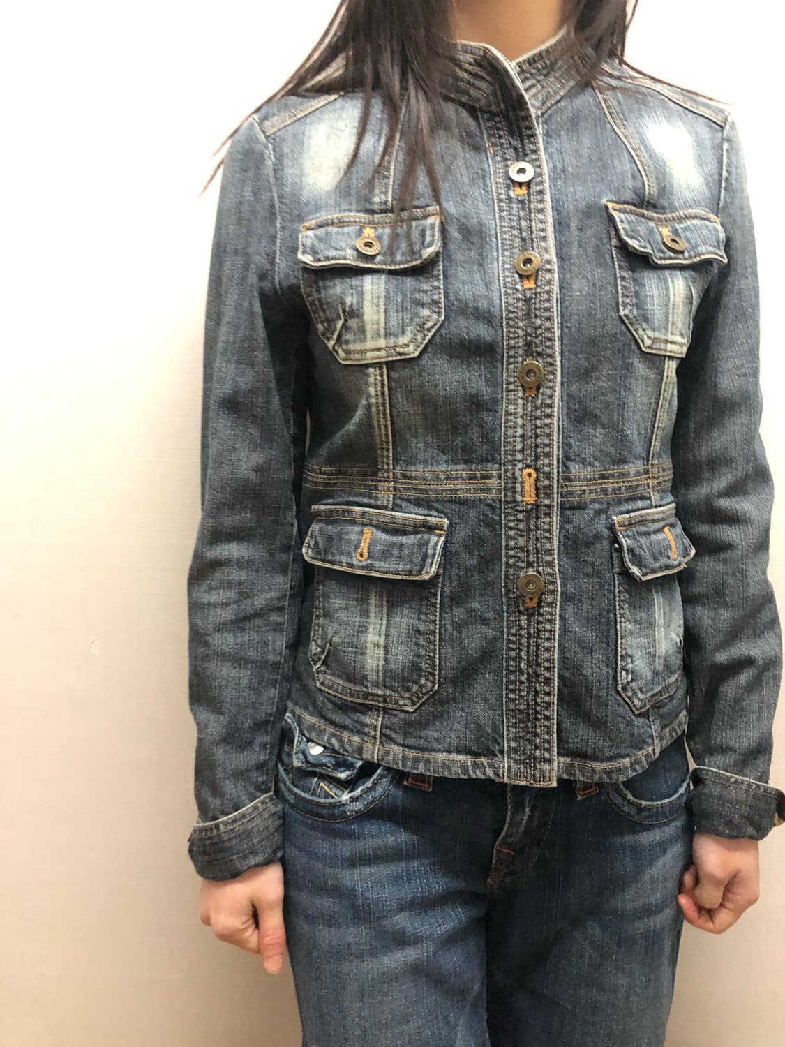 빈티지 톰보이 데님 포켓 워싱 자켓 상품이미지4