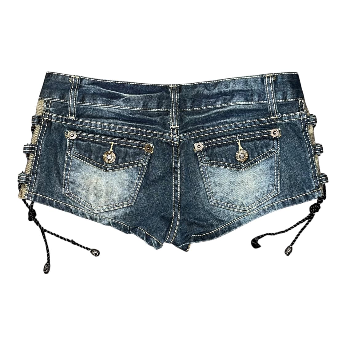 사이드 아일렛 데님숏팬츠 갸루펑크y2k 상품이미지3