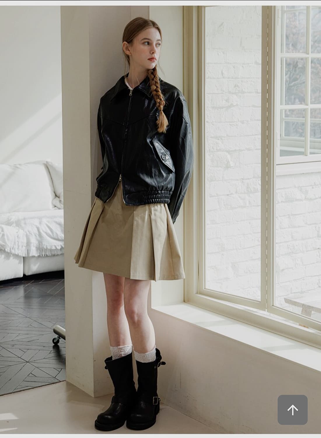 에잇데이즈어위크 카라 레더 가죽 점퍼 집업 자켓 블랙 상품이미지5