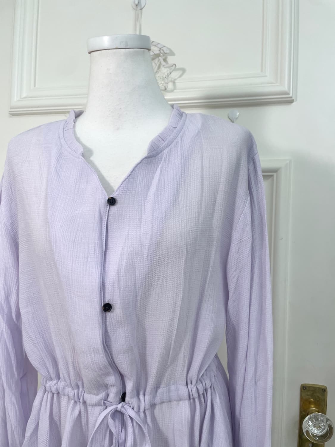 lavender v-neck waist shirring blouse op 상품이미지7