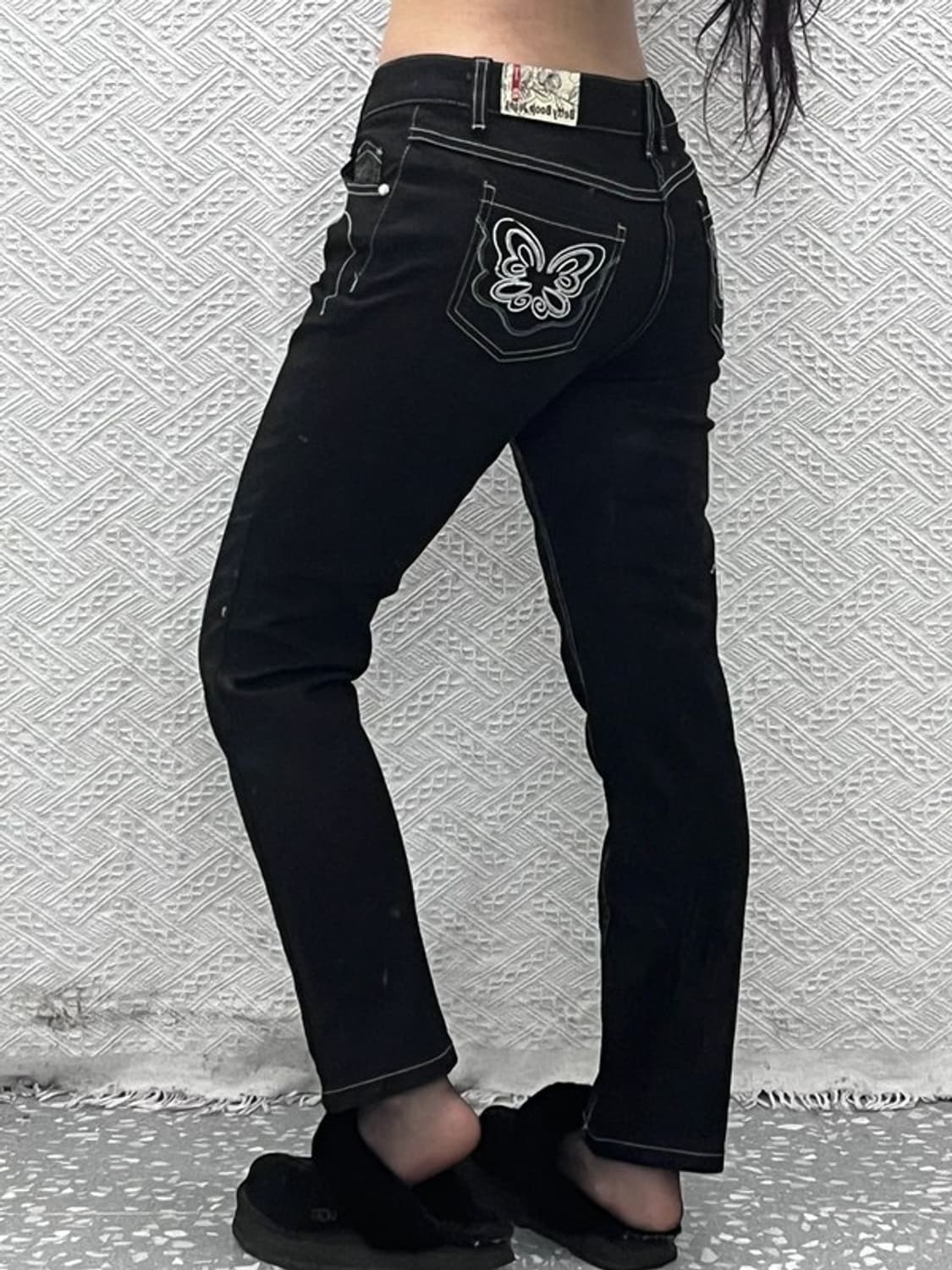 베티붑 펑크 키치 나비자수 흑청 데님팬츠 29인치 C10404 상품이미지1
