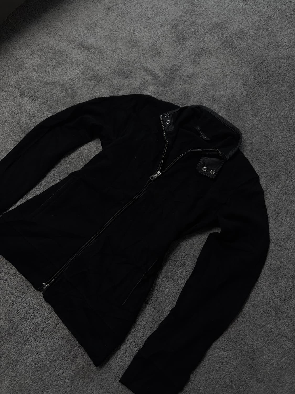 Vintage Leather neck Y2K punk knit zip 상품이미지2