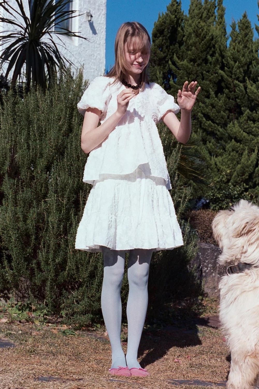 시눈 Jacquard Ribbon Blouse & frill skirt  상품이미지4