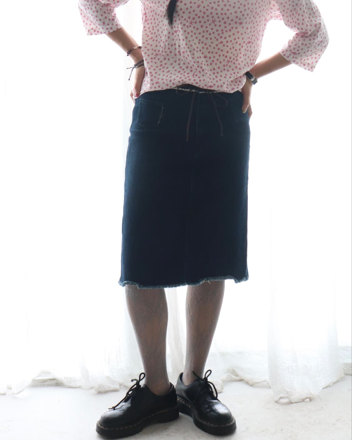 [45rpm] Indigo Denim Ribbon Skirt 상품이미지2