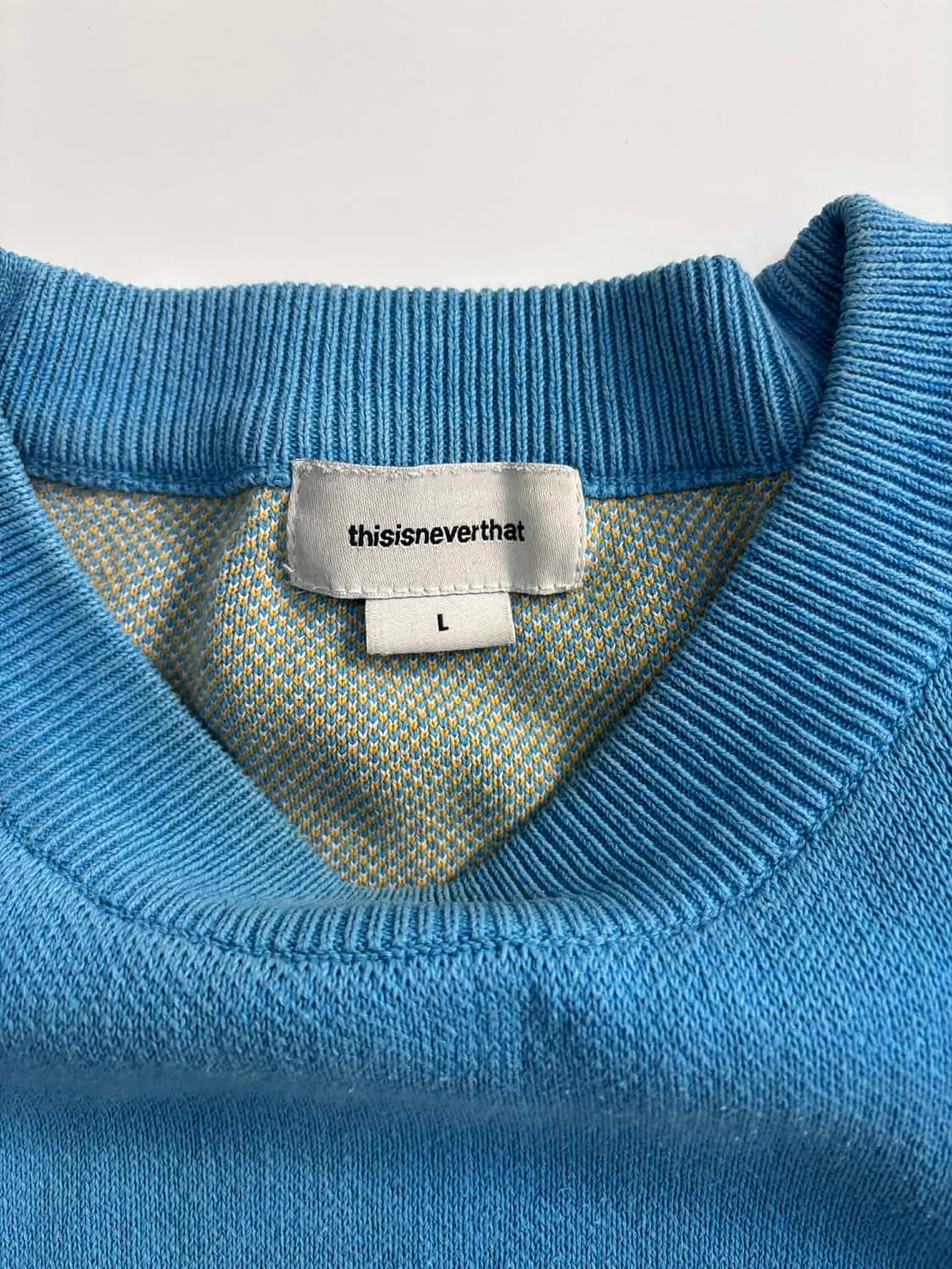 디스이즈네버뎃 T로고 크루넥 맨즈라인 코튼 니트(L) 상품이미지4