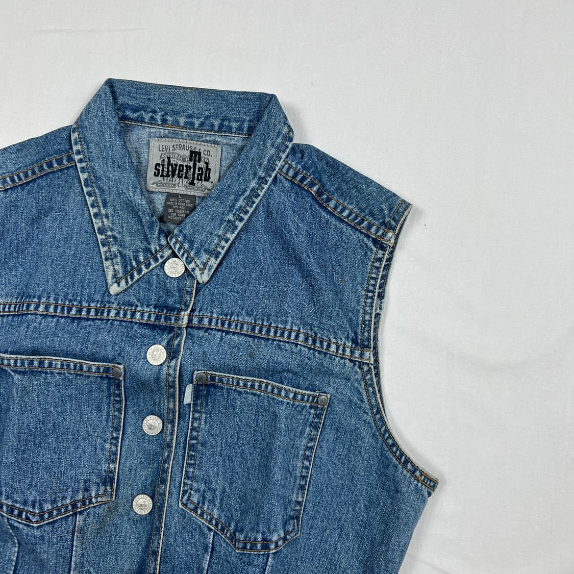 90‘s 리바이스 levis 실버탭 청데님 조끼 베스트 상품이미지3