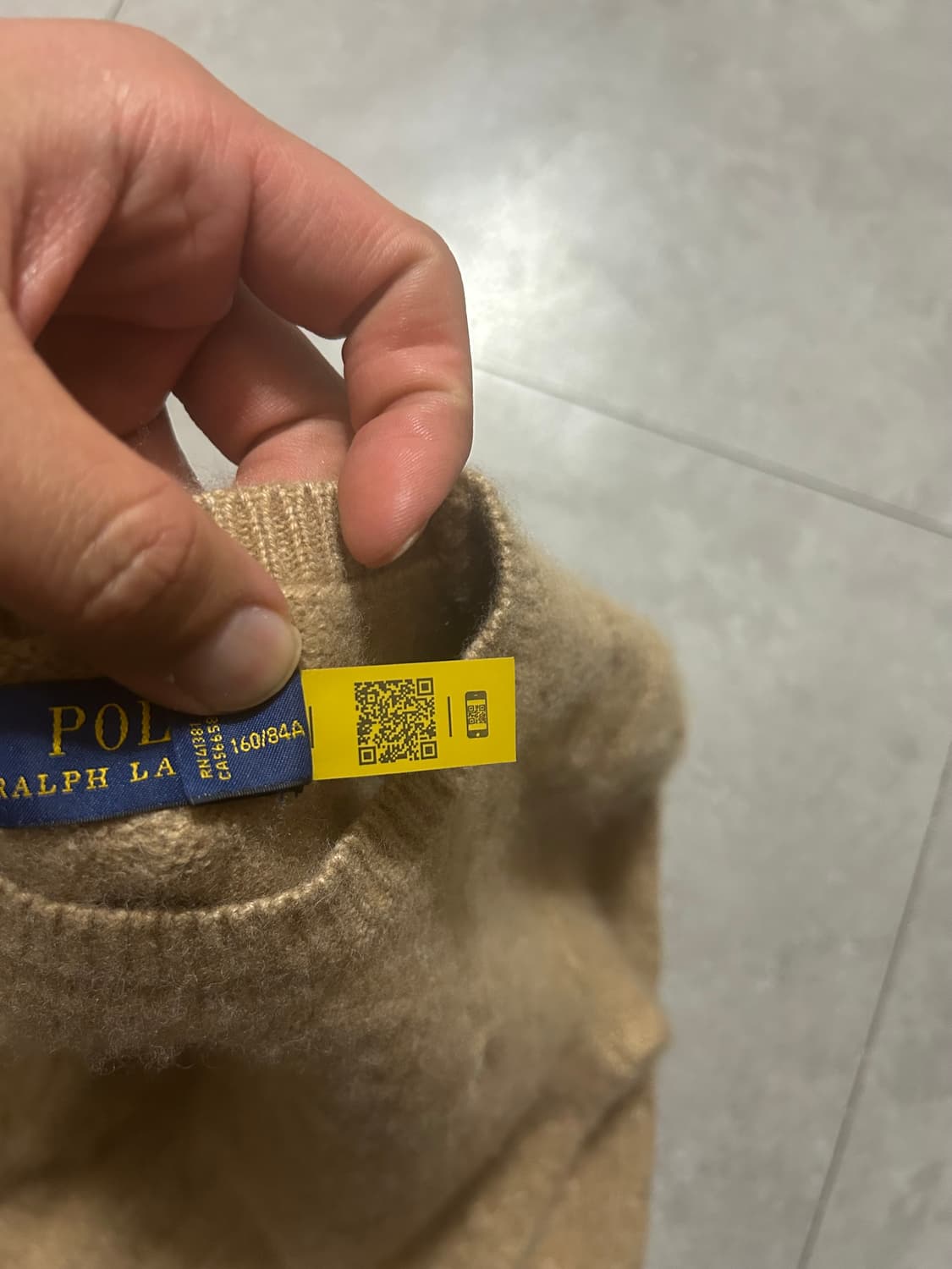 랄프로렌 폴로 베이지 컬러 램스울  빈티지 케이블 니트 44size   상품이미지3