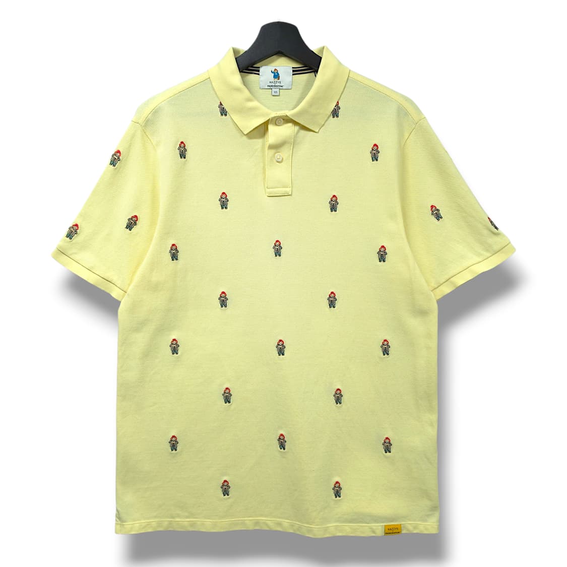 [105] 헤지스 옐로우 패딩턴 체크베어 자수 PK 반팔 카라티셔츠 상품이미지1