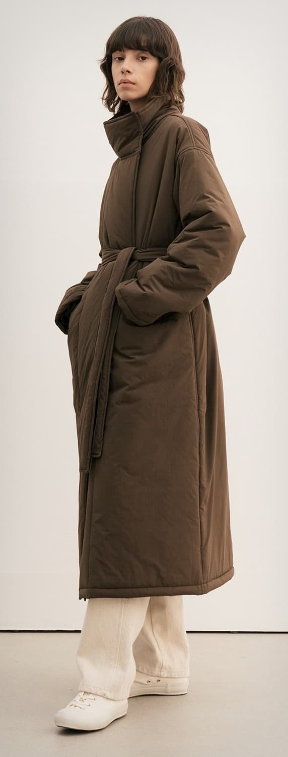 르Le 하이넥 패딩 롱코트/브라운 상품이미지3