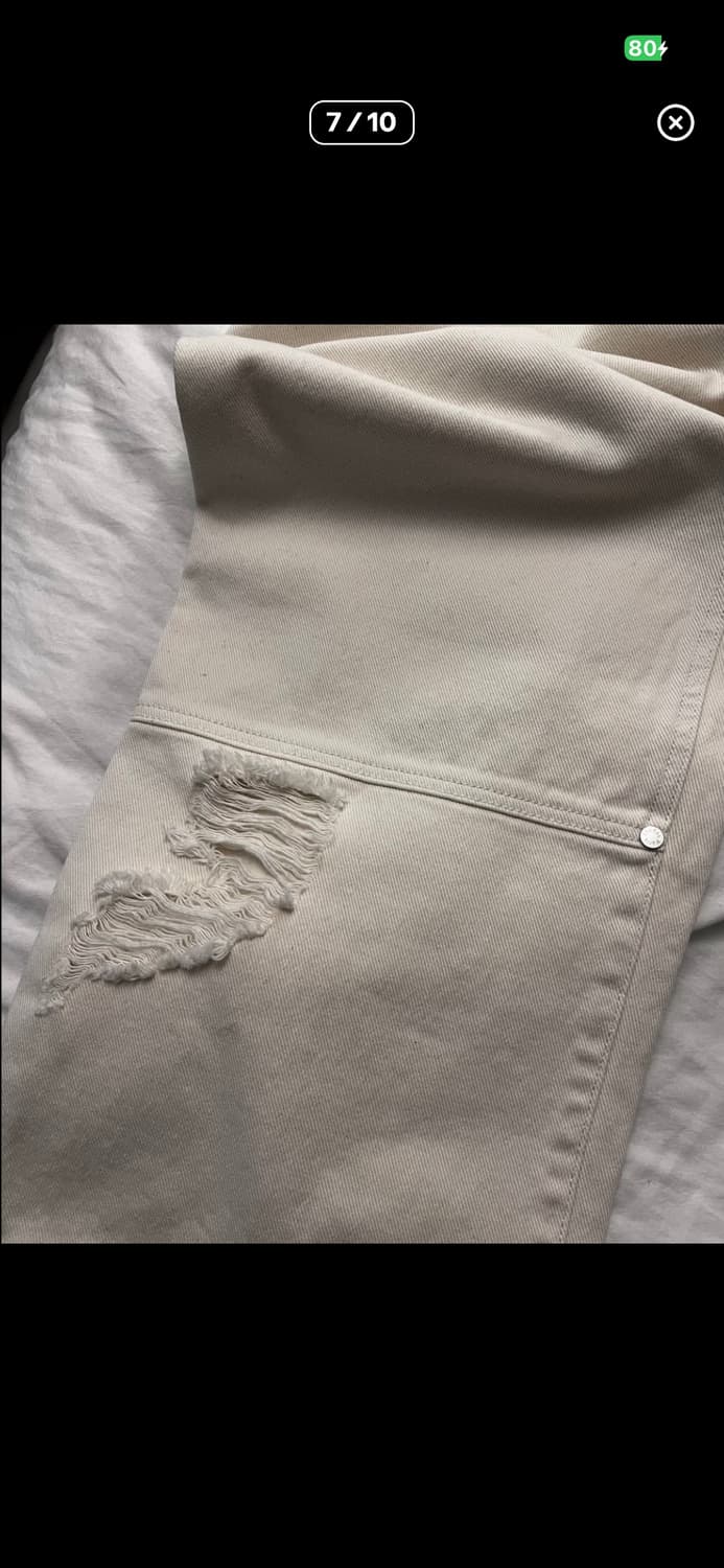 distressed denim 더블니 팬츠 화이트 48 상품이미지7