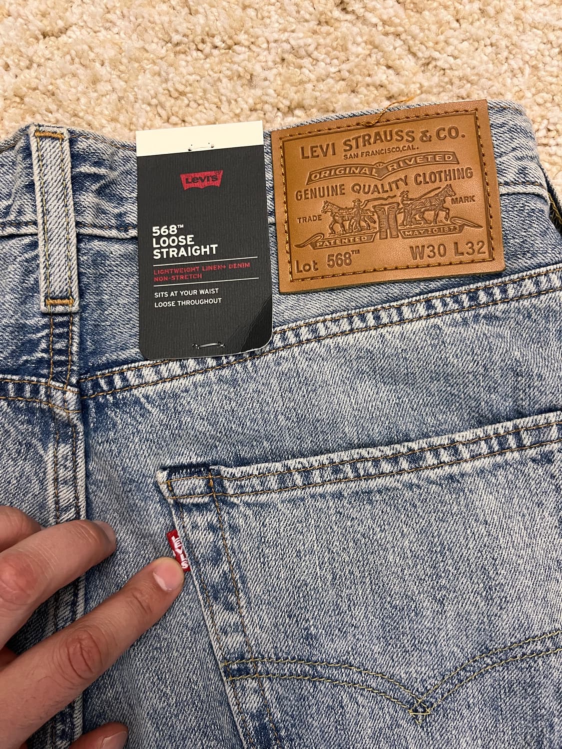 [새상품] 리바이스 568 30*32 린넨+ 데님, 여름 청바지 끝판왕 상품이미지8