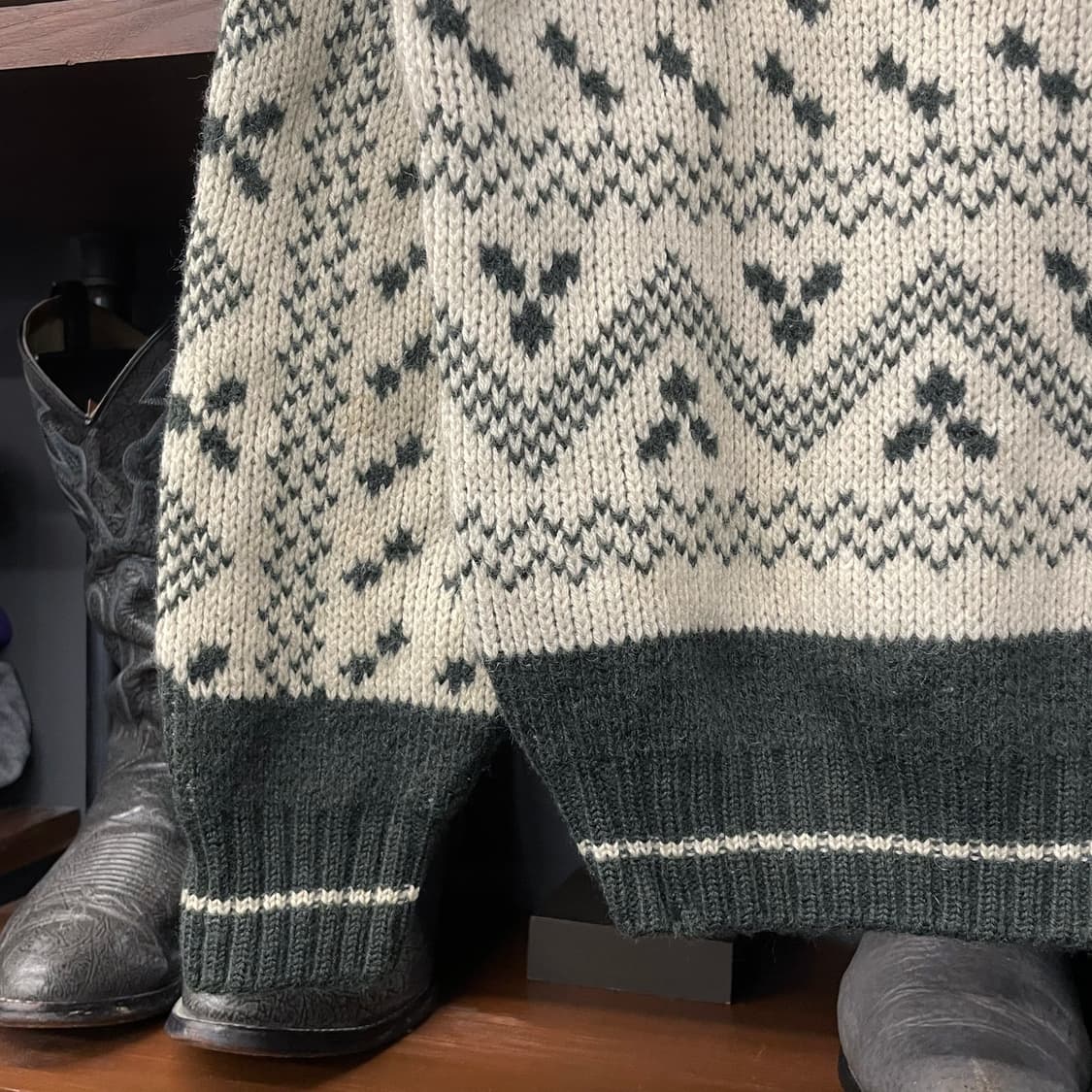 90s 캐나다 툰드라 헤비 울 순록 패턴 크롭 니트 스웨터 N206 상품이미지7