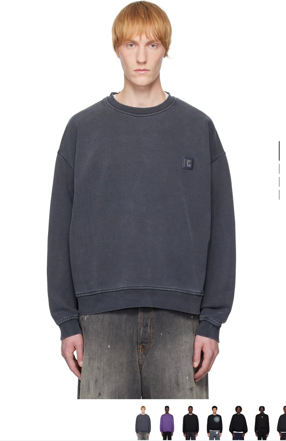 우영미 다잉 백로고 스웨트셔츠 그레이 - 25SS 46사이즈팔아요 상품이미지1