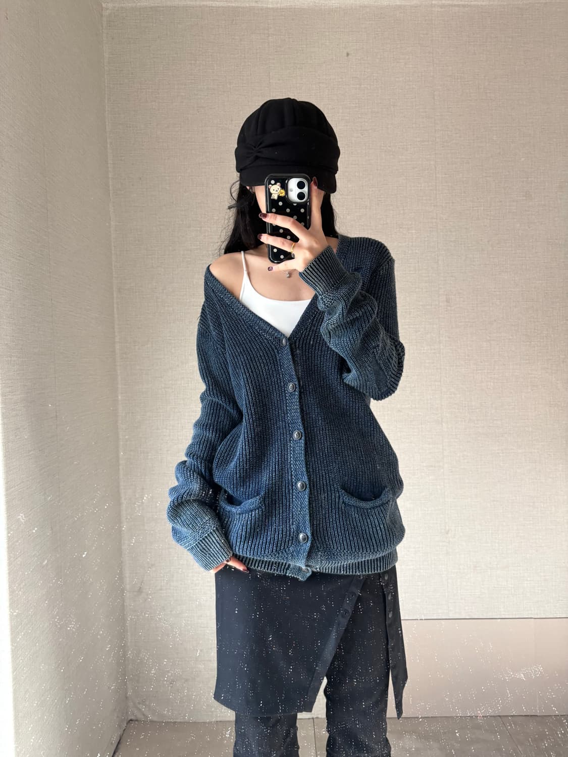 폴로 워시드 네이비 니트 가디건 상품이미지2