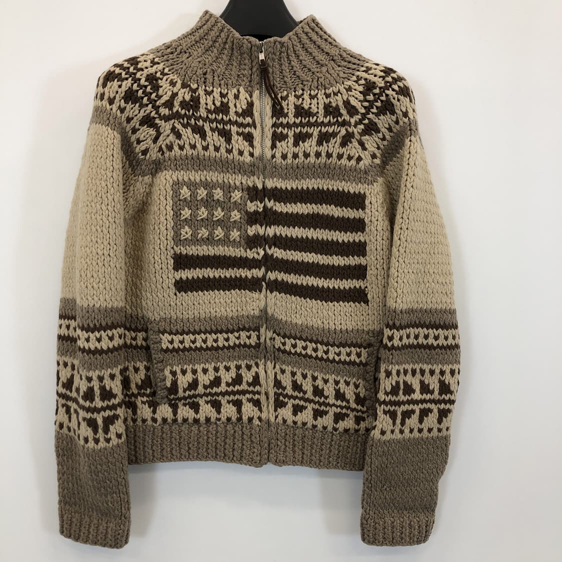 폴로 성조기 코위찬 니트집업 헤비울 M 상품이미지1