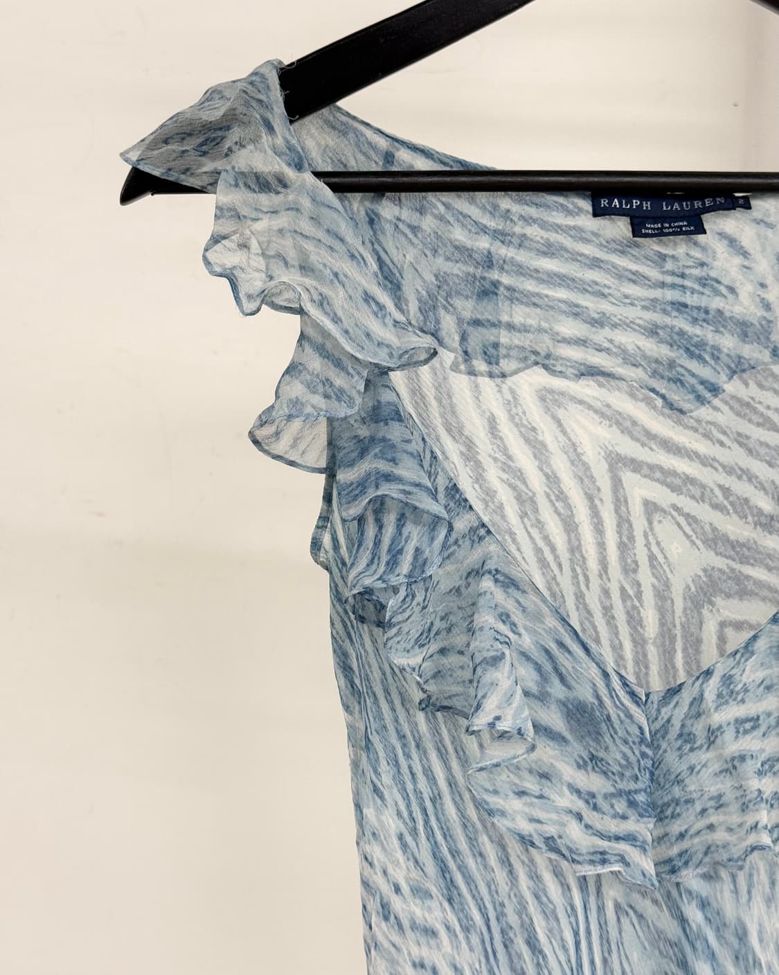 폴로 랄프로렌 블루 러플드 지브라 프린트 시폰 탑 상품이미지3