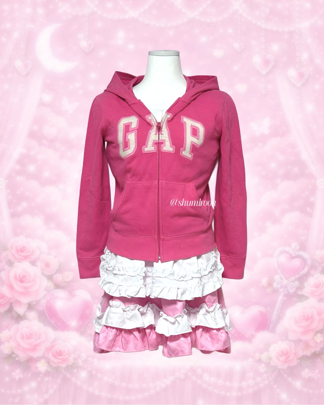 얼짱시대 갭 딸기핑크 펄로고 후드집업 상품이미지1