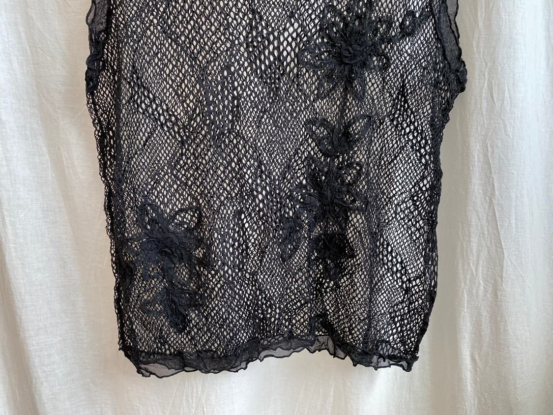 블랙 네트 슬리브리스탑(M) 상품이미지6