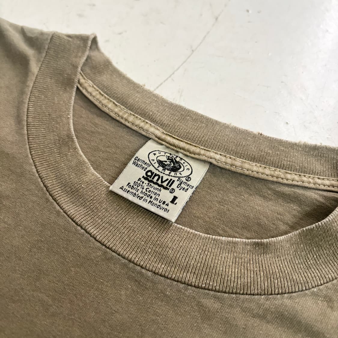 90s USA anvil 빈티지 싱글스티치 피그먼트 반팔티 L 상품이미지4