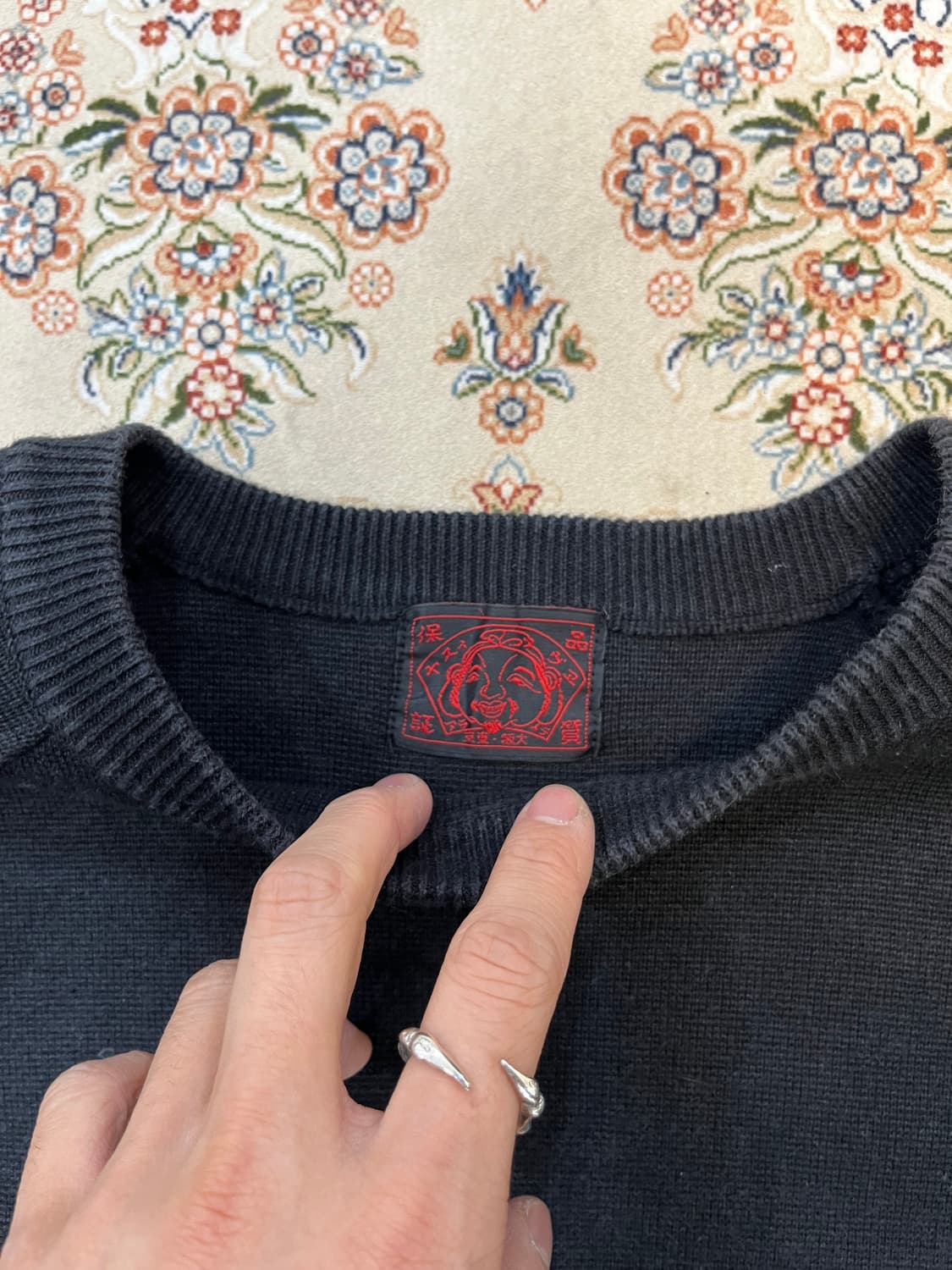 에비수 자수 빅로고 코튼 니트 상품이미지2