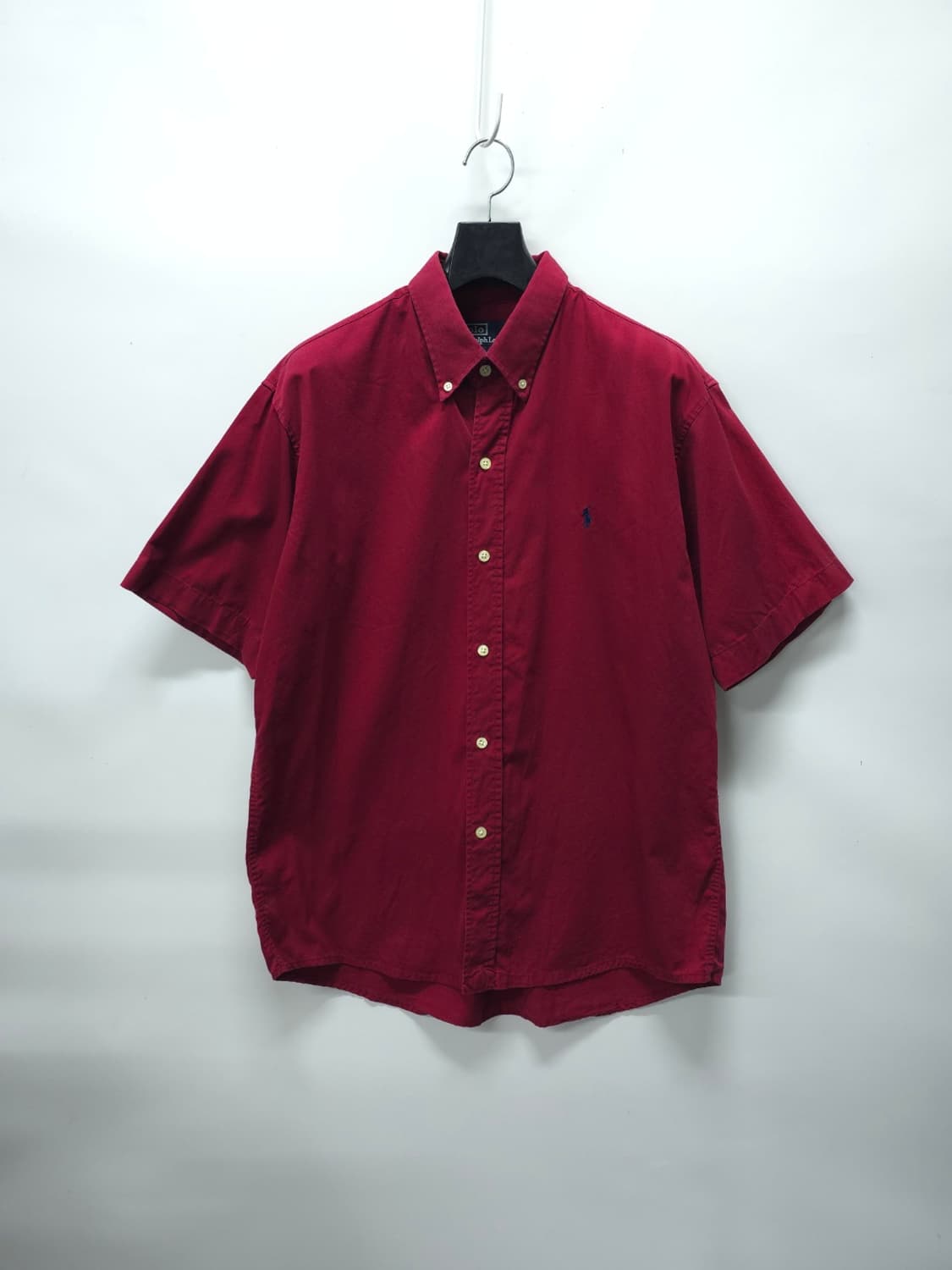 폴로 랄프로렌 90s 빈티지 클래식핏 반팔 셔츠 레드 100 상품이미지1