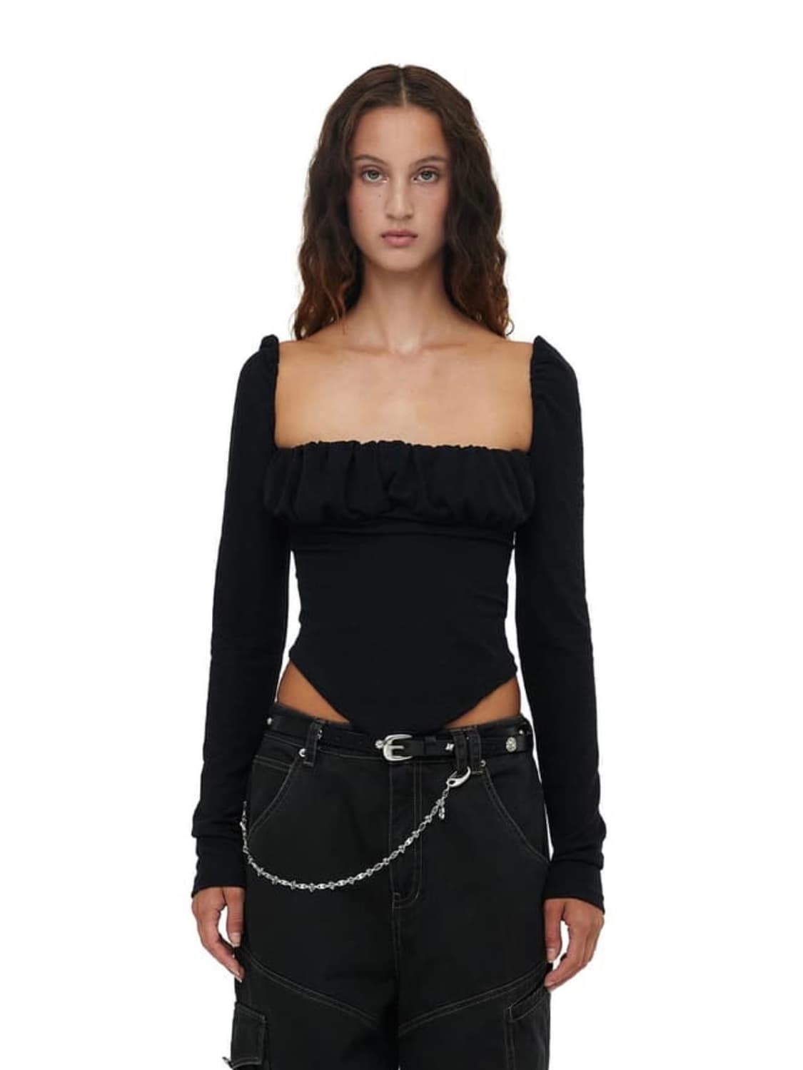 세릭 시어링 스퀘어 탑 블랙 상품이미지1